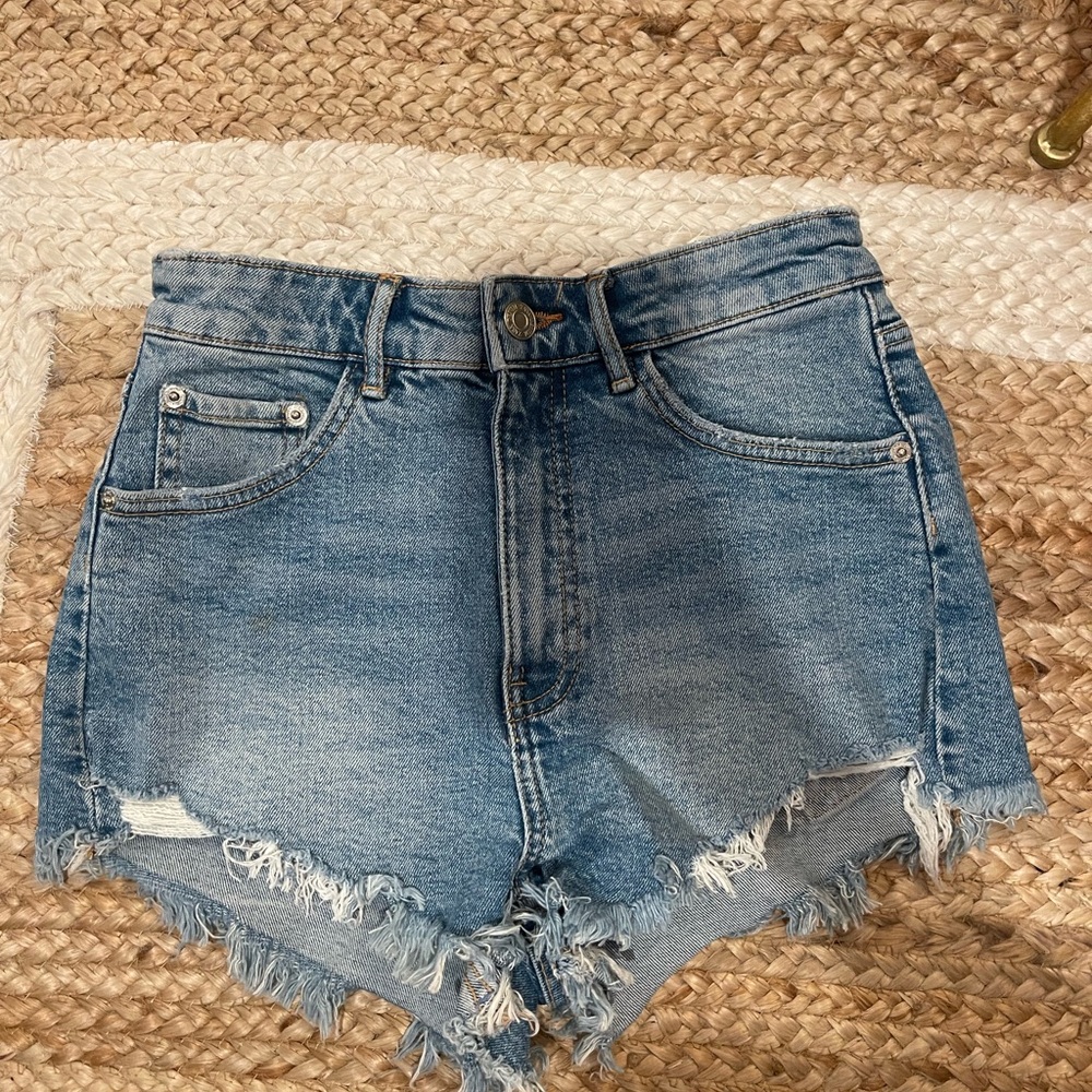 Zara Blue Distressed Jean Shorts